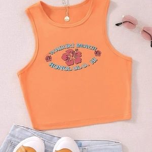 Floral Graphic Crop Tank Top
